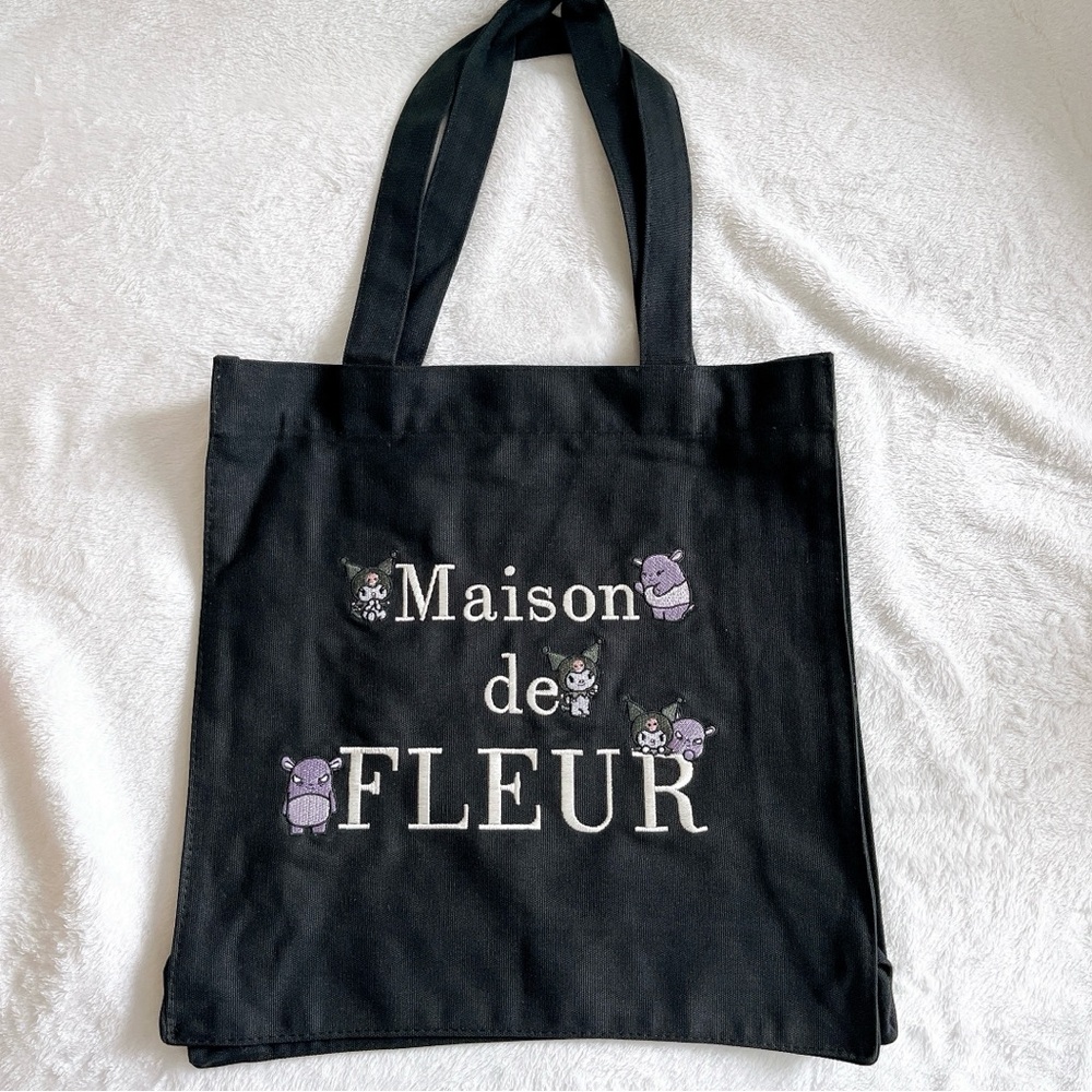 Maison de Fleur limited edition sanrio kuromi large tote shoulder bag black